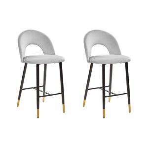 Beliani Lot de 2 chaises de bar en velours gris