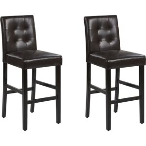 Beliani Lot de 2 chaises de bar en cuir PU marron