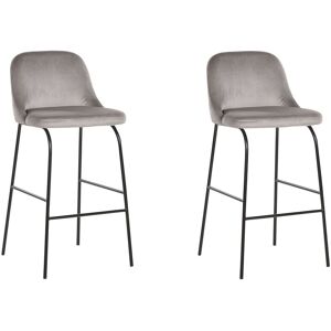 Beliani Lot de 2 chaises de bar en velours gris