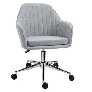 Homcom Chaise de bureau design contemporain pietement chrome lin gris