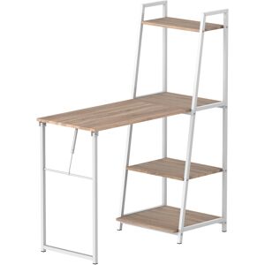 Homcom Bureau bibliotheque bureau pliable rabattable chene clair metal blanc