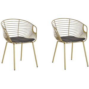 Beliani Lot de 2 chaises en metal dore