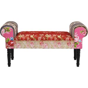 Kare Design Banc 1 place patchwork rouge et bouleau massif