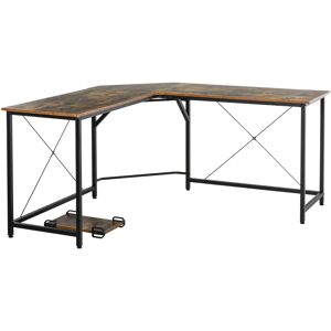 Homcom Bureau d'angle design industriel aspect vieux bois metal noir