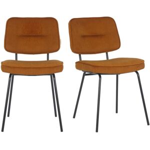 Meubles & Design Set de 2 chaises moderne en tissu côtele orange