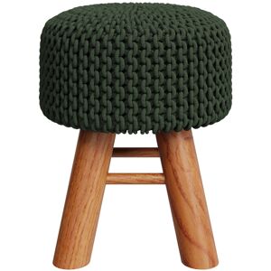 Rendez-Vous Deco Petit tabouret tricot en coton vert kaki