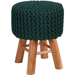 Rendez-Vous Deco Petit tabouret tricot en coton vert sapin