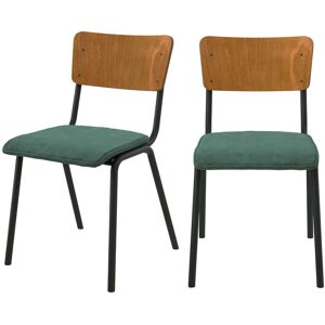 Rendez-Vous Deco Chaise en bois fonce et velours vert (lot de 2)