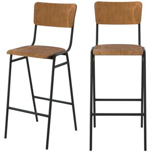 Rendez-Vous Deco Chaise de bar 75 cm en bois (lot de 2)