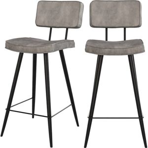 Rendez-Vous Deco Chaise pour îlot central 66 cm en cuir synthetique gris (lot de 2)