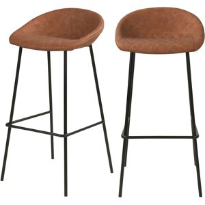 Rendez-Vous Deco Chaise de bar 75 cm en simili cuir camel (lot de 2)