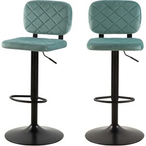 Rendez-Vous Deco Chaise de bar reglable 60/81 cm en velours vert d'eau (x2)