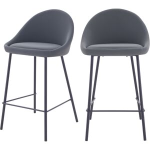 Rendez-Vous Deco Chaise pour îlot central 65 cm en cuir synthetique gris (lot de 2)