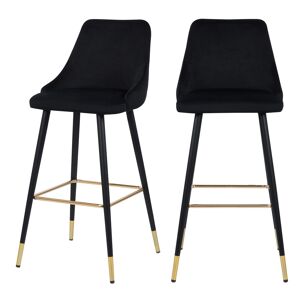 Rendez-Vous Deco Chaise de bar 77.5 cm en velours noir (lot de 2)