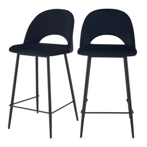 Rendez-Vous Deco Chaise pour îlot central 65 cm en velours noir (lot de 2)