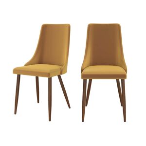 Rendez-Vous Deco Chaise en velours jaune moutarde (lot de 2)