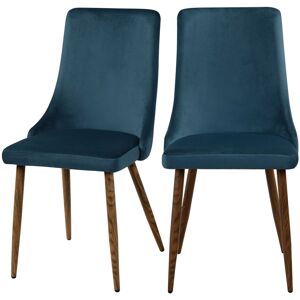 Rendez-Vous Deco Chaise en velours bleu (lot de 2)