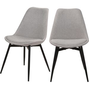 Rendez-Vous Deco Chaise en tissu gris clair chine et pieds en metal (x2)