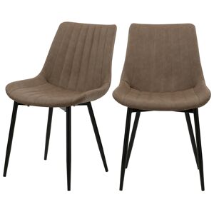 Rendez-Vous Deco Chaise en cuir synthetique taupe et metal noir (lot de 2)