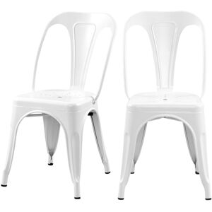 Rendez-Vous Deco Chaise en metal blanc mat (lot de 2)