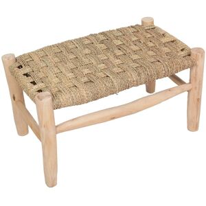 HYDILE Petit banc en bois et doum tresse 35x57x35