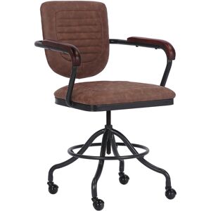 MOYCOR Fauteuil de bureau pivotant en noir et simili cuir marron