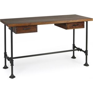 MOYCOR Bureau en bois marron et fer noir L 135 cm