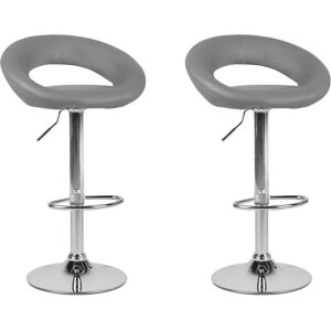 Beliani Lot de 2 chaises de bar en cuir PU gris