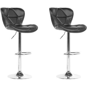 Beliani Lot de 2 chaises de bar en cuir PU noir