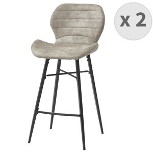 Moloo Chaise de bar industrielle vintage marron clair/metal noir (x2)