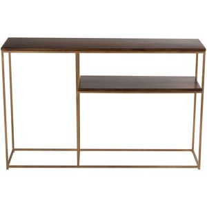 Hellin Console en bois de manguier et metal dore, 1 tablette