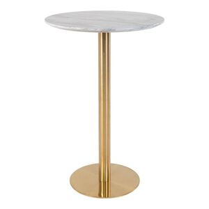 Meubles & Design Table haute ronde effet marbre pied metal or