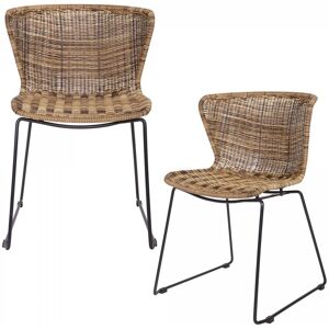 WOOOD Chaises en rotin marron, lot de 2