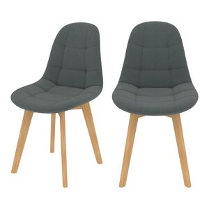 Rendez-Vous Deco Chaise gris fonce et pieds en bois d'hetre (lot de 2)