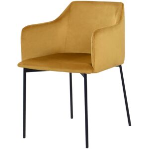 Rendez-Vous Deco Fauteuil jaune moutarde en velours et pieds en metal noir