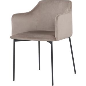 Rendez-Vous Deco Fauteuil beige en velours et pieds en metal noir