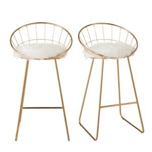 Meubles & Design Lot de 2 chaises de bar design en metal dore