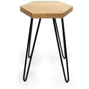 Woodstache Tabouret en chene massif gravure Wood H48,5 cm