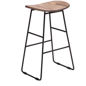 Drawer Tabouret de bar 65cm en metal et teck recycle