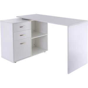 Homcom Bureau d'angle bureau droit modulable 2 en 1 blanc