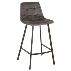 LANADECO Chaise de bar metal et textile gris H95cm