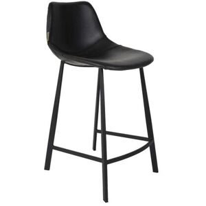 Dutchbone Tabouret de comptoir en cuir noir