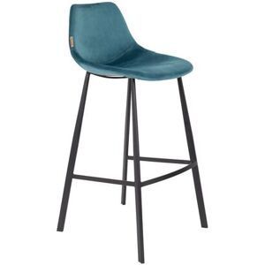 Dutchbone Tabouret de bar en velours bleu