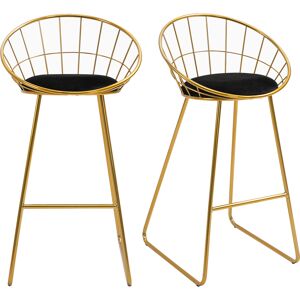 Homcom Lot de 2 tabourets de bar design avec coussin velours noir et dore