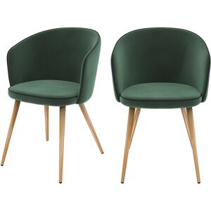 Rendez-Vous Deco Chaise en velours vert (lot de 2)