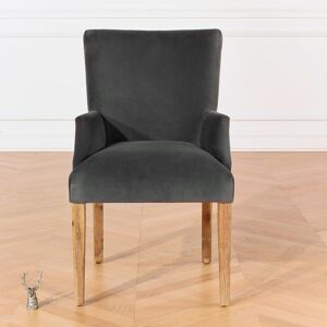 Robin des Bois Fauteuil de table en velours gris rhino