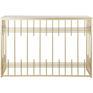 Wadiga Console en metal dore et plateau verre noir 120x40x81cm