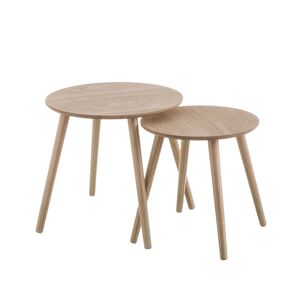 Unimasa Set de 2 tables basses rondes en bois MDF