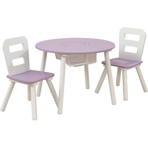 KidKraft Table ronde en bois coloris lavande pour enfant et 2 chaises