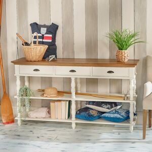 Robin des Bois Console blanche plateau chene Blanc